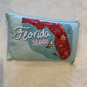 Florida State Fran Faux LinenLumbar Embroidered Pillow, 12” x 20”